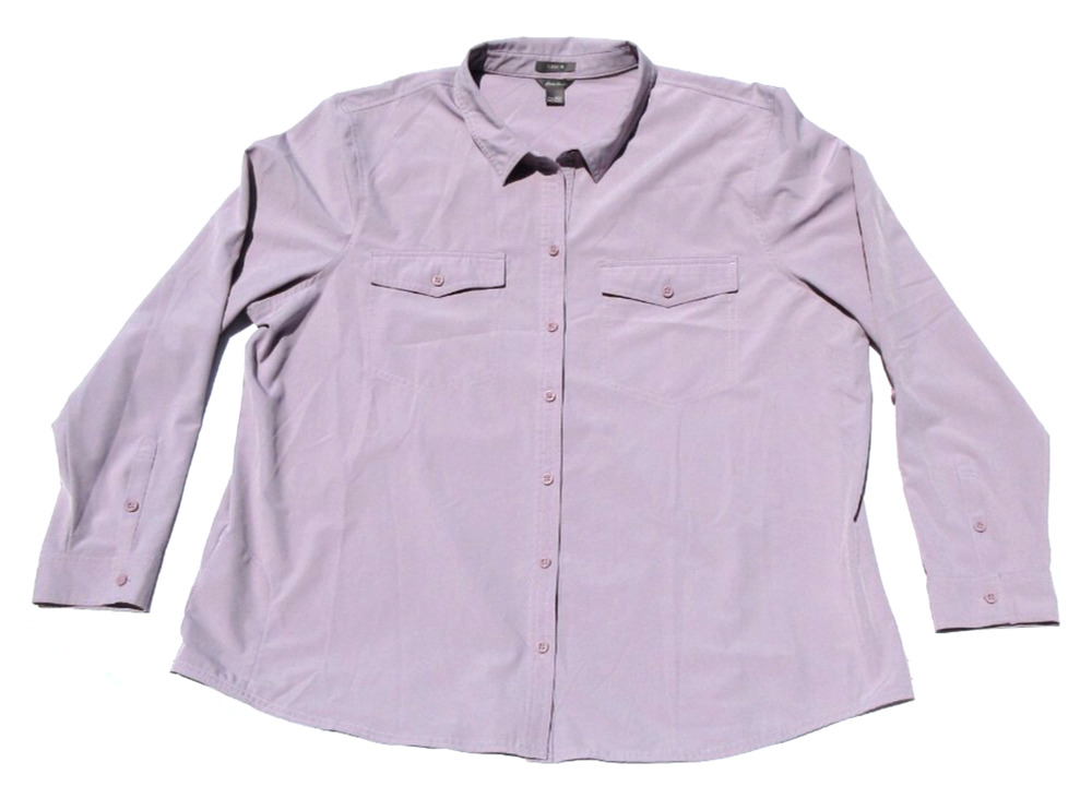 Eddie Bauer Womens XXL Departure Shirt UPF 50 Lavender Purple Longsleeve Top